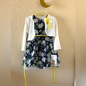 Rare Editions Daisy flower girl dress set with cardigan